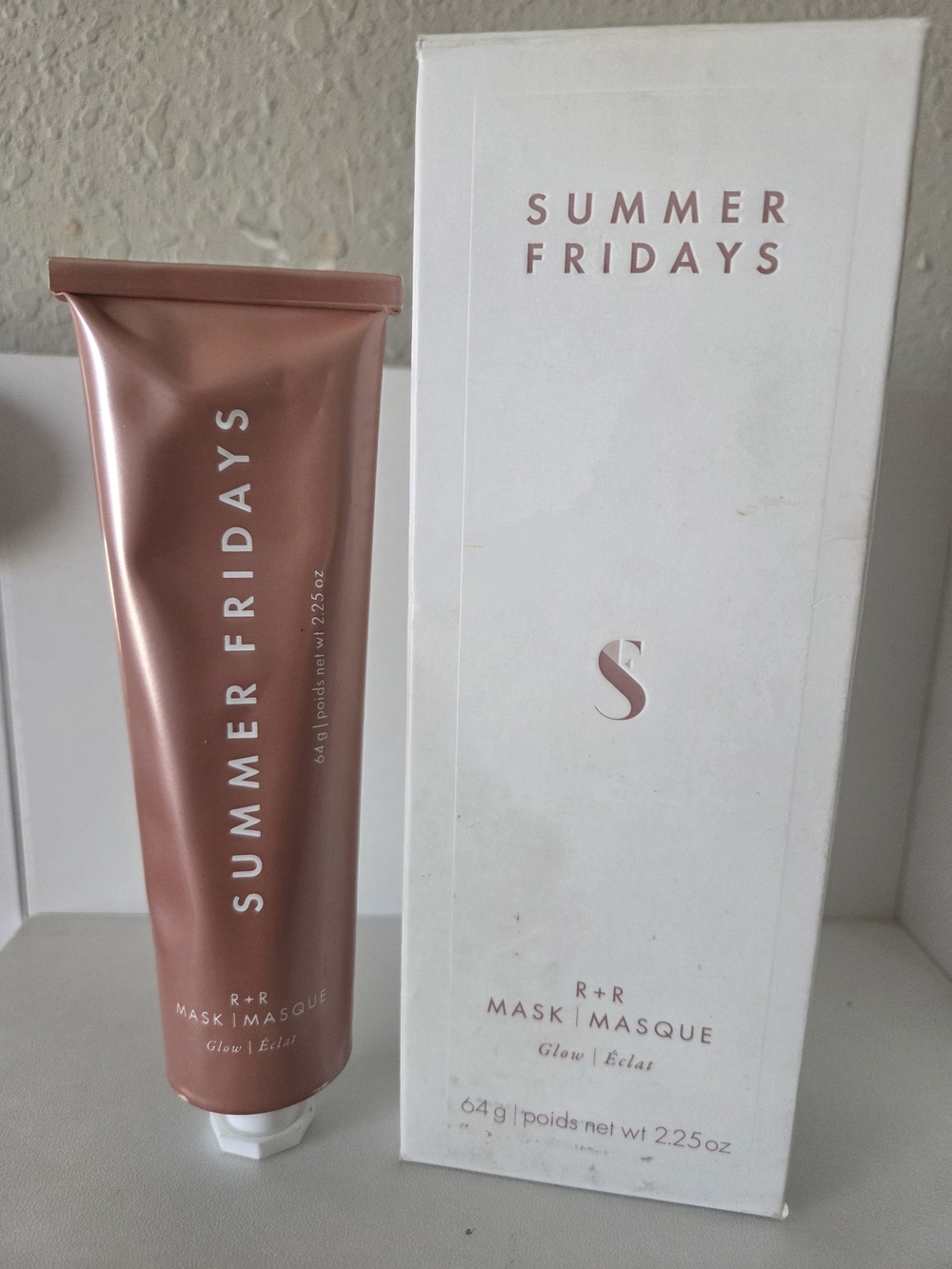 Summer Fridays R+R Glow Mask - Rose Metallic Tube with White Box